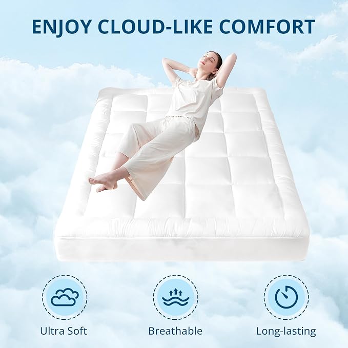 YUGYVOB Mattress Pad Extra Thick, and Breathable King Mattress Topper 8-21" - Image 2