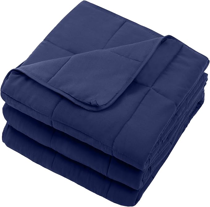 Navy Blue Weighted Blanket for Adults 15lbs, Twin Full Size Cooling Heavy Throw - Image 7