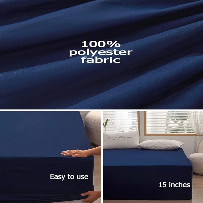 Bedding Twin Size Fitted Sheet Only-Twin Size Deep Pocket Bottom Sheet Fits - Image 3