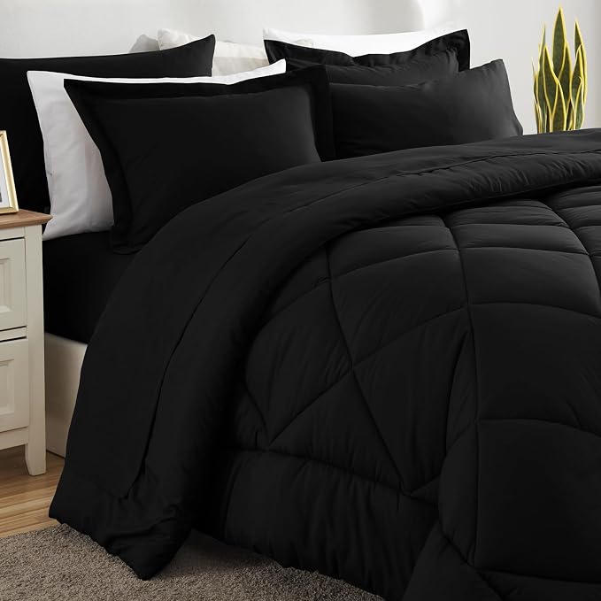 CozyLux California King Comforter Set Black - Image 8