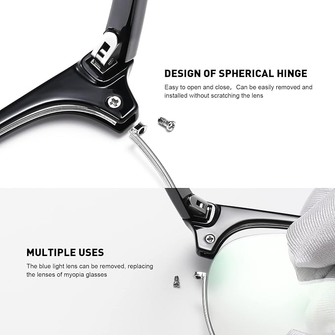 Blue Light Blocking Glasses Vintage Half Frame UV Clear Lens Anti Eyestrain - Image 4
