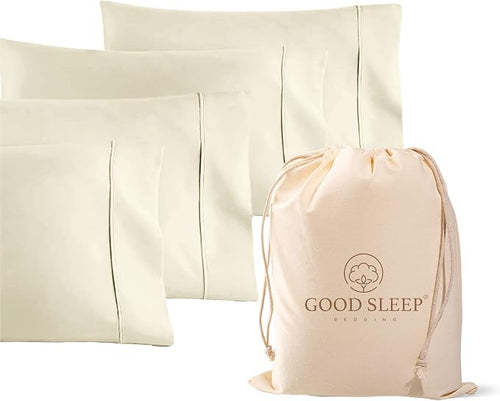 1000 TC Ivory King Pillowcases Set of 4 100% Egyptian Cotton Pillow Cases by GoodSleepBedding