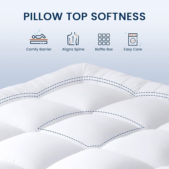 YUGYVOB Mattress Pad Extra Thick, and Breathable Twin XL Mattress Topper 8-21" - Image 2