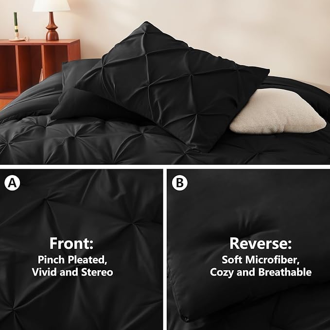 CozyLux California King Comforter Set Black - Image 3