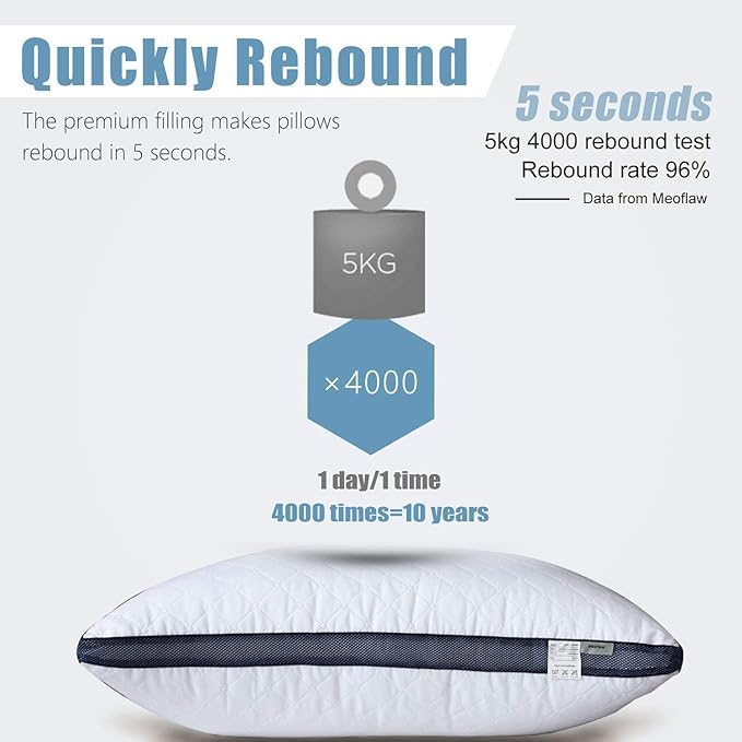 Meoflaw Pillows for Sleeping, Luxury Hotel Pillows Standard Size Set of 2 - Image 4