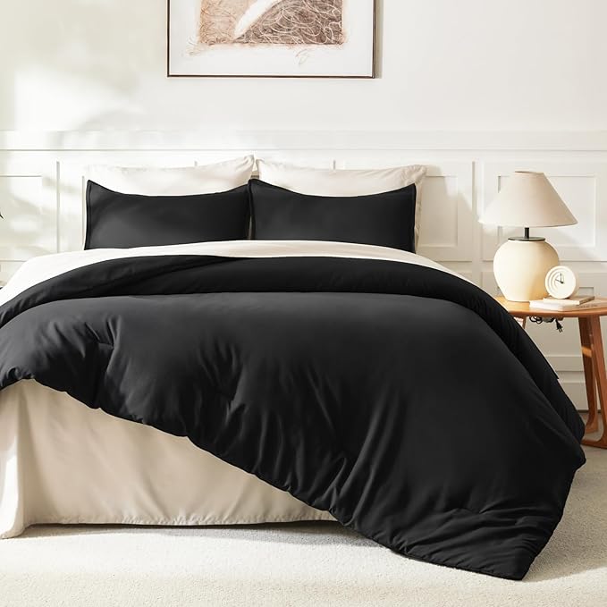 Litanika Comforters Black Oversized King Size, 3 Pieces Lightweight Solid - Image 6