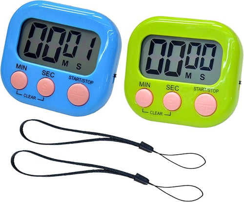 2 Pack Small Digital Kitchen Timer Magnetic Back and On/Off, Classroom Timers by Soseelnee
