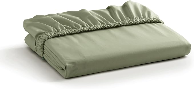 Linen Home 100% Cotton Percale Weave Fitted Sheet, Twin Size, 1 Deep Pocket by LINENHOME