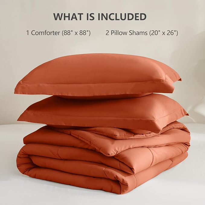 CozyLux Queen Size Comforter Sets Terracotta - Image 6