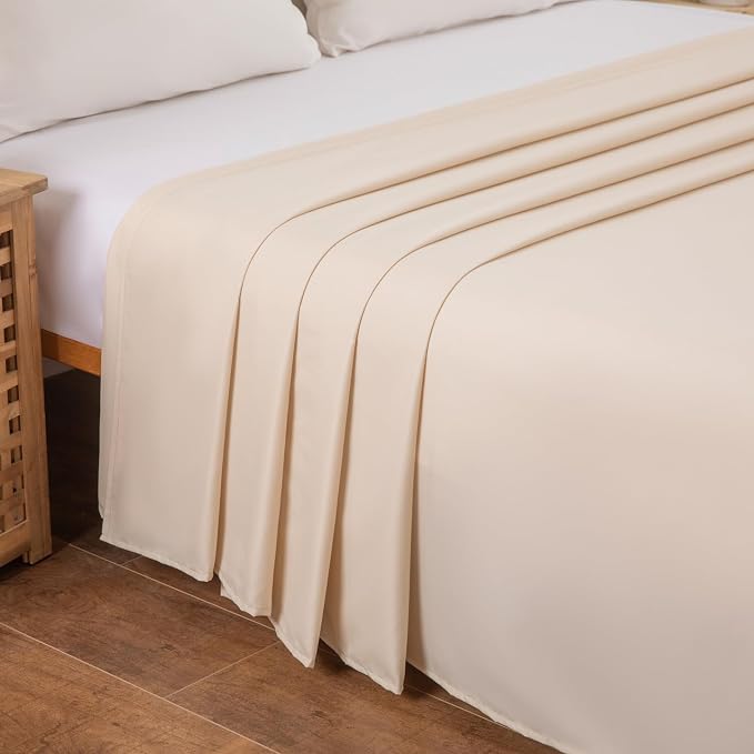King Flat Sheet Only， 108x102Inch Beige - Image 3