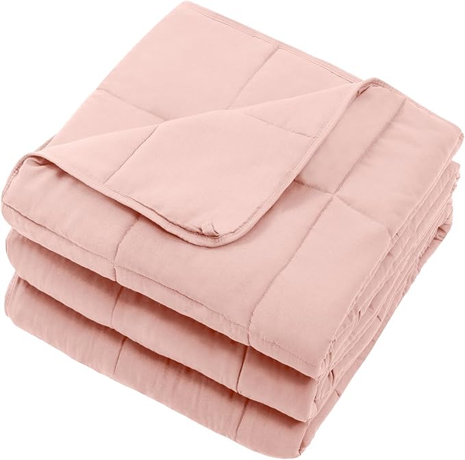 Pink Weighted Blanket for Adults 12lbs, Queen Size Cooling Heavy Throw Blanket - Image 7