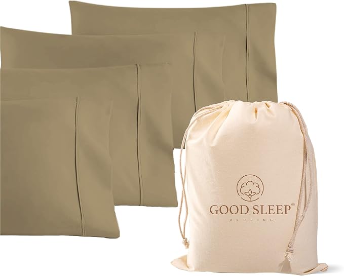 1000 TC Taupe Standard Pillowcases Set of 4 100% Egyptian Cotton Pillow Cases by GoodSleepBedding