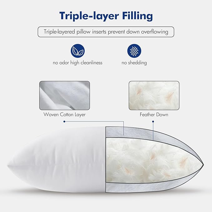 MIULEE Feather Pillow Insert 24x24, Decorative Down Throw Pillow Insert Fluffy - Image 6