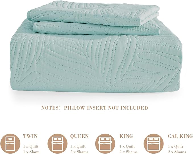 Exclusivo Mezcla California King Quilt Bedding Set, Lightweight Aqua Blue - Image 6