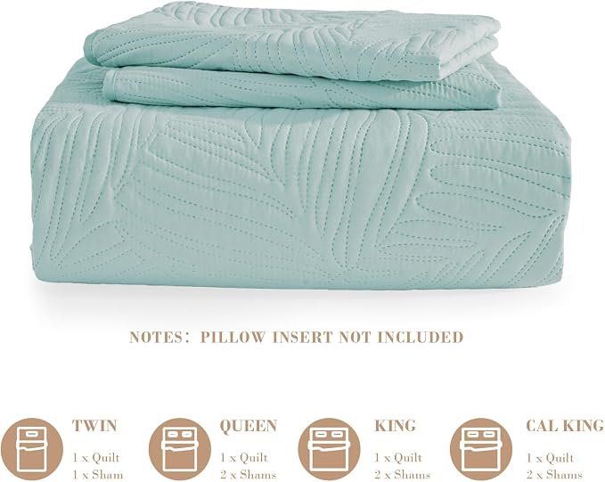 Exclusivo Mezcla King Size Quilt Bedding Set, Lightweight Aqua Blue Quilts King - Image 6