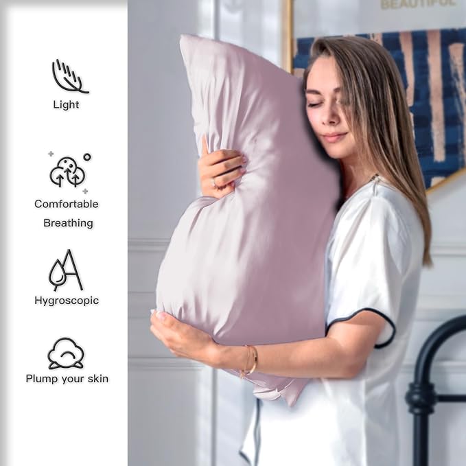 Silk Pillow Cases 2 Pack, Soft Breathable and Sliky Queen Size Pillow Cases Set - Image 3