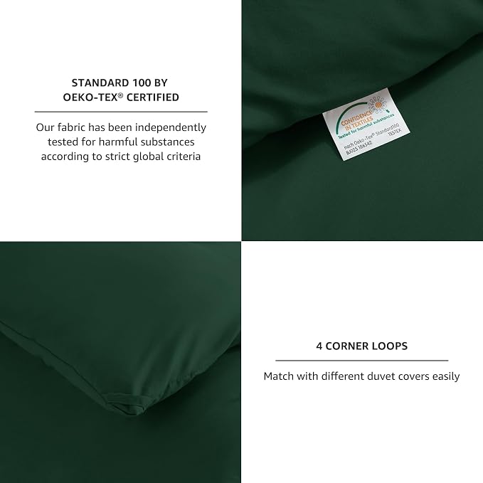 CozyLux King Size Comforter Set Emerald Green, 3 Pieces Solid Comforters King - Image 5