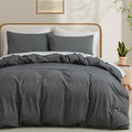 LOVQUE 100% Washed Cotton Duvet Cover Set, Linen Like Natural Bedding Set by LOVQUE