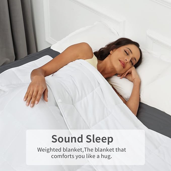 Weighted Blanket 15lbs Twin Size White 48"x72" Weighted Blankets - Image 4