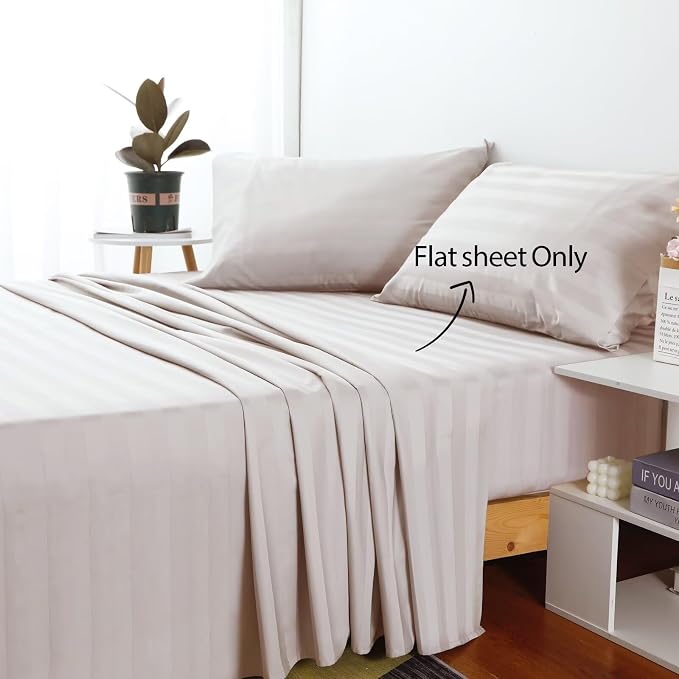 2-Pack Cotton TwinXL Flat Sheet Only, 600 Thread Count 100% Egyptian Cotton Top - Image 2