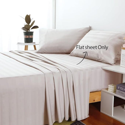 2-Pack Cotton Twin Flat Sheet Only, 600 Thread Count 100% Egyptian Cotton Top - Image 2