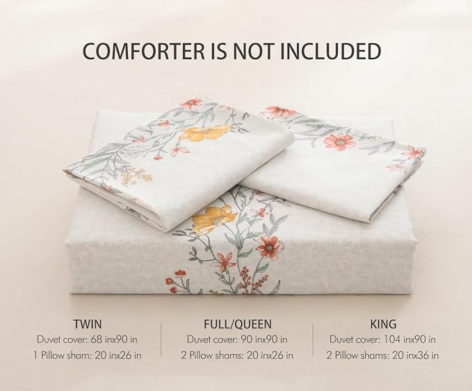 SLEEPBELLA Duvet Cover Set, 600 Thread Count Cotton Red & Yellow Floral Pattern - Image 7
