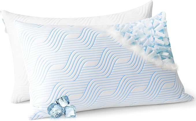 Cooling Bed Pillows for Sleeping 2 Pack Shredded Memory Foam Pillows Queen Size by Unknown