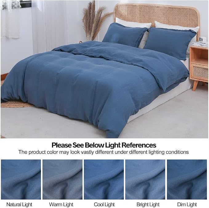 Simple&Opulence 100% Linen Duvet Cover Set 3pcs Basic Style Natural French - Image 6