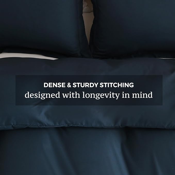 JSD Navy Blue Duvet Cover Set Full Size, 3 Piece Duvet Cover - Image 5