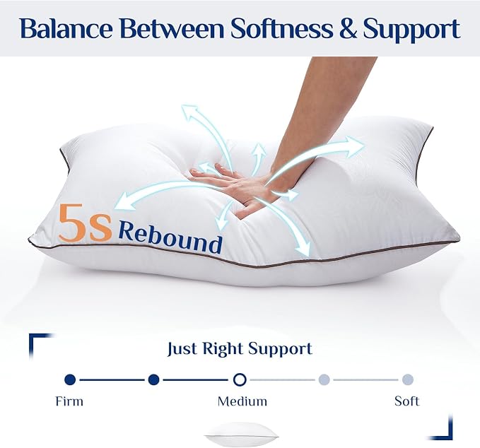 JOLLYVOGUE Pillows Queen Size for Sleeping, Soft and Supportive Bed Pillow - Image 5