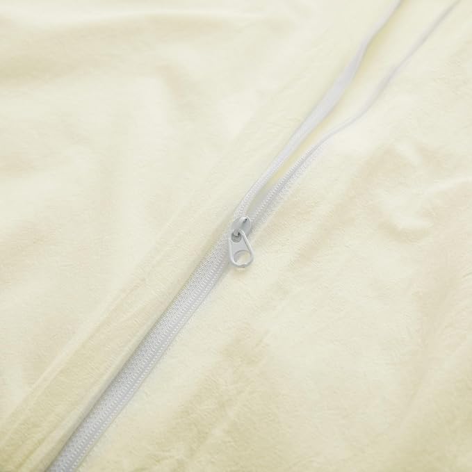 LOVQUE Cream White Cotton Duvet Cover Set, Linen-Like Natural Bedding Set - Image 5