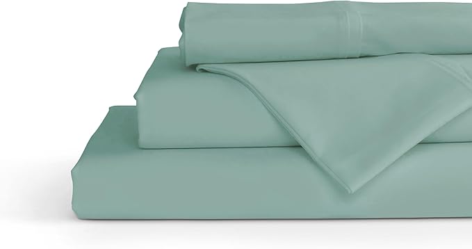 Linen Home 100% Cotton Percale Sheets King Size, Aqua Blue, Deep Pocket by LINENHOME