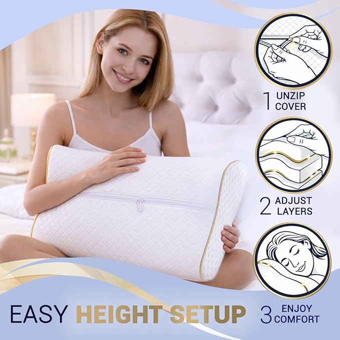 Royal Therapy 4-Layer King, Contour Pillow, Side Sleeper Pillow, Orthopedic - Image 5