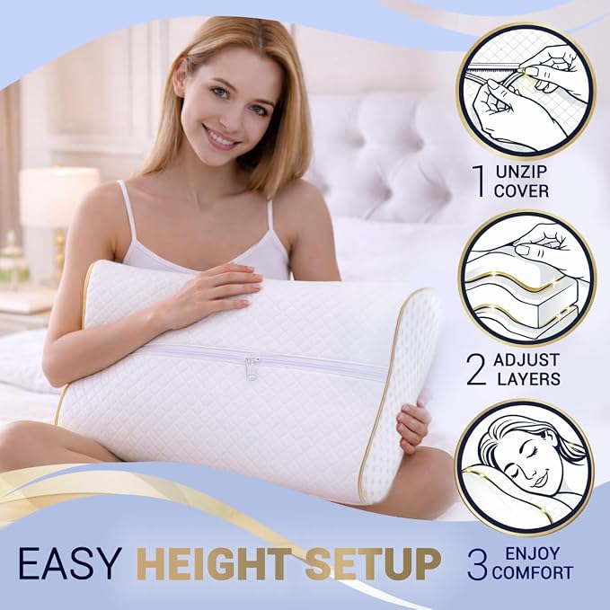 Cervical Memory Foam Pillow – 4-Layer Adjustable King Size Contour Design - Image 5