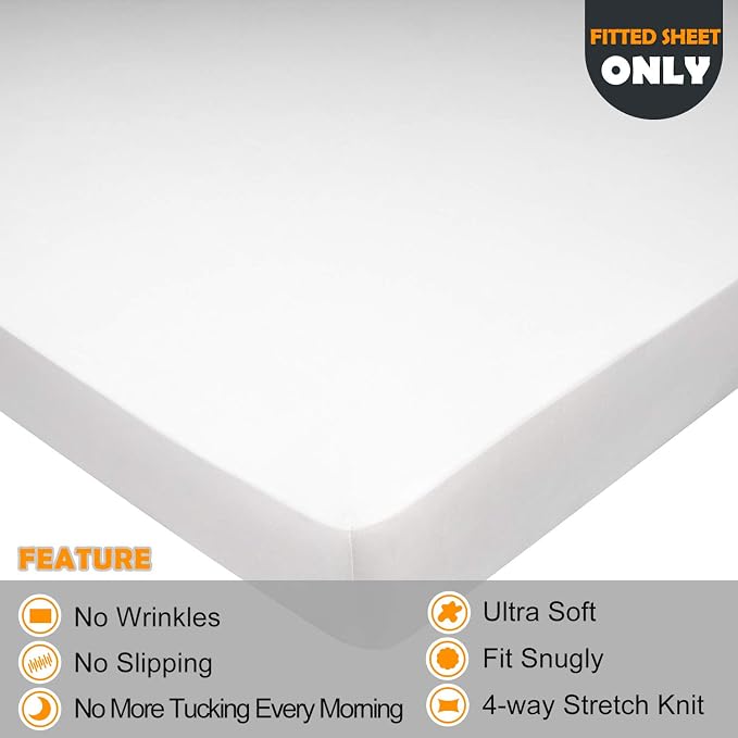 Soft Stretch Full Size Fitted Sheet Only - Image 2