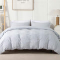 AveLom Light Gray Duvet Cover King, 3 Pieces, Seersucker Striped Soft Washed by AveLom