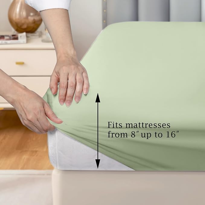 FreshCulture Pure Cotton Fitted Sheets California King Size, 300 Thread Count - Image 3