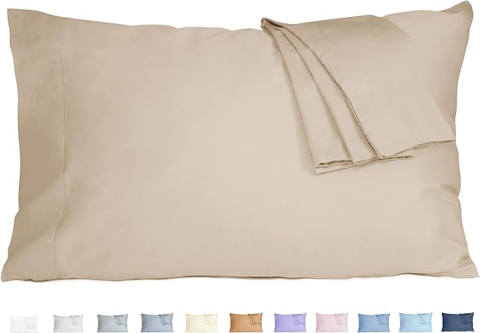 Pillow Cases, King Size Cotton Percale Weave Pillowcases, Pre-Shrunk Breathable by HOMTEC