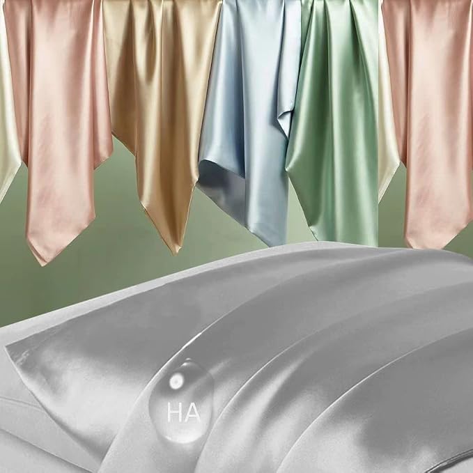 Silk Pillow Cases 2 Pack, Mulberry Silk Pillowcases Standard Set of 2, Anti Acne - Image 2