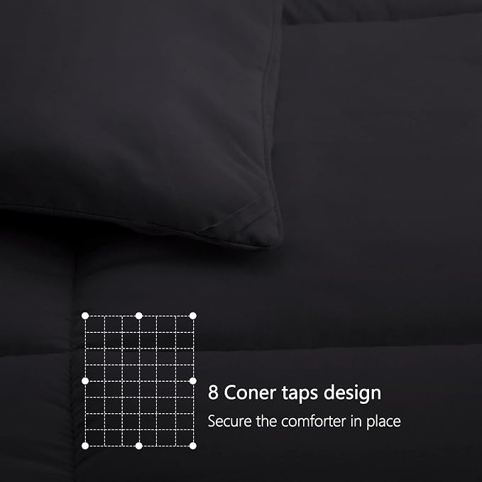 TEXARTIST Premium 2100 Series Queen Comforter All Season Breathable Black - Image 6