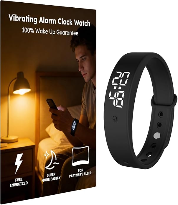 Vibrating Alarm Clock Watch for Heavy Sleepers, Silent Wake Up Bracelet & Smart by Unknown