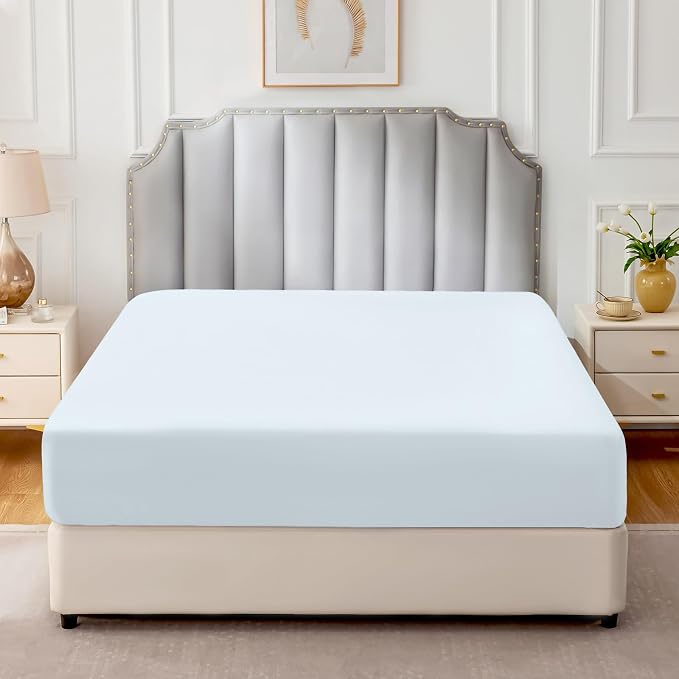 FreshCulture Pure Cotton Fitted Sheets Twin Size, 300 Thread Count Percale - Image 2