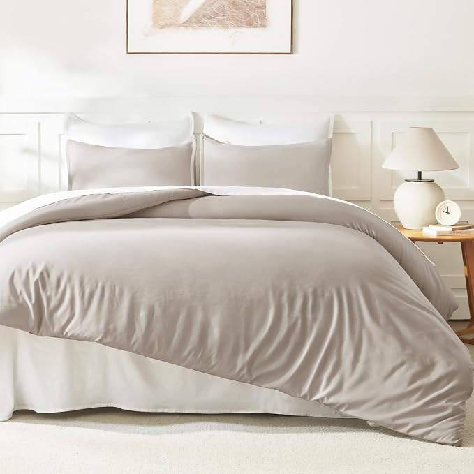 Litanika Linen Grey Comforter Set Queen Size, 3 Pieces Lightweight Solid - Image 6