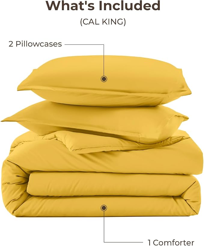 Litanika Mustard Yellow Comforter Set California King Size, 3 Pieces Cal King - Image 7