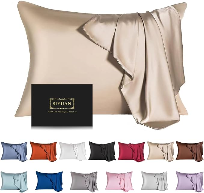 Mulberry Silk Pillowcase for Hair and Skin, Standard Size Cooling Silk Pillow by SIYUAN