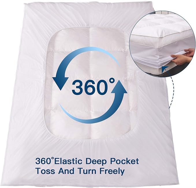 ELEMUSE Cal King Size Extra Thick Fusion Goose Down Feather Filled Mattress - Image 4