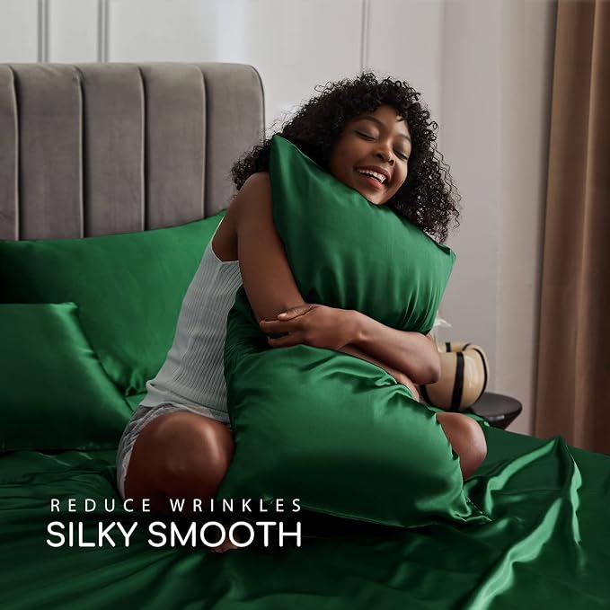 MR&HM Satin Bed Sheets, King Size Sheets Set - Image 4