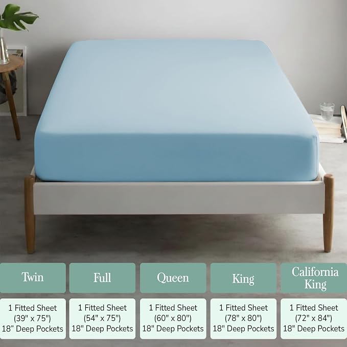 Feather & Stitch 1 Piece Fitted Sheet Full Size, 100% Cotton Damask Sateen Weave - Image 6