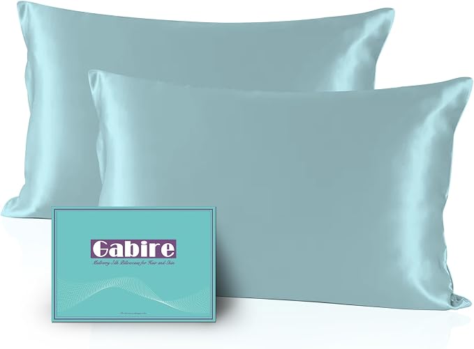 Gabire Mulberry Silk Pillowcases Set of 2, Both Sides Real Silk Pillowcase by MulberrySilkPillowcases