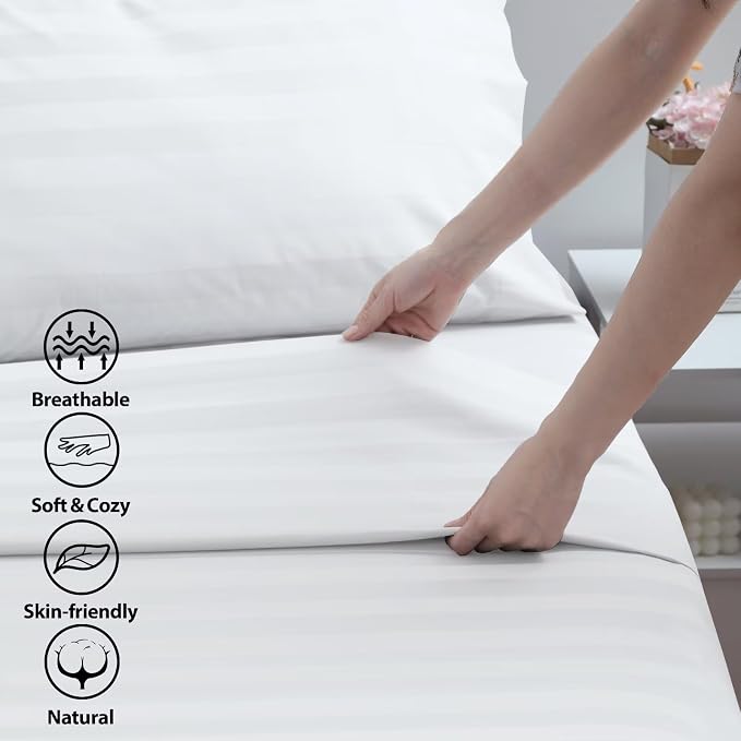 2-Pack Cotton Queen Flat Sheet Only, 600 Thread Count 100% Egyptian Cotton Top - Image 3